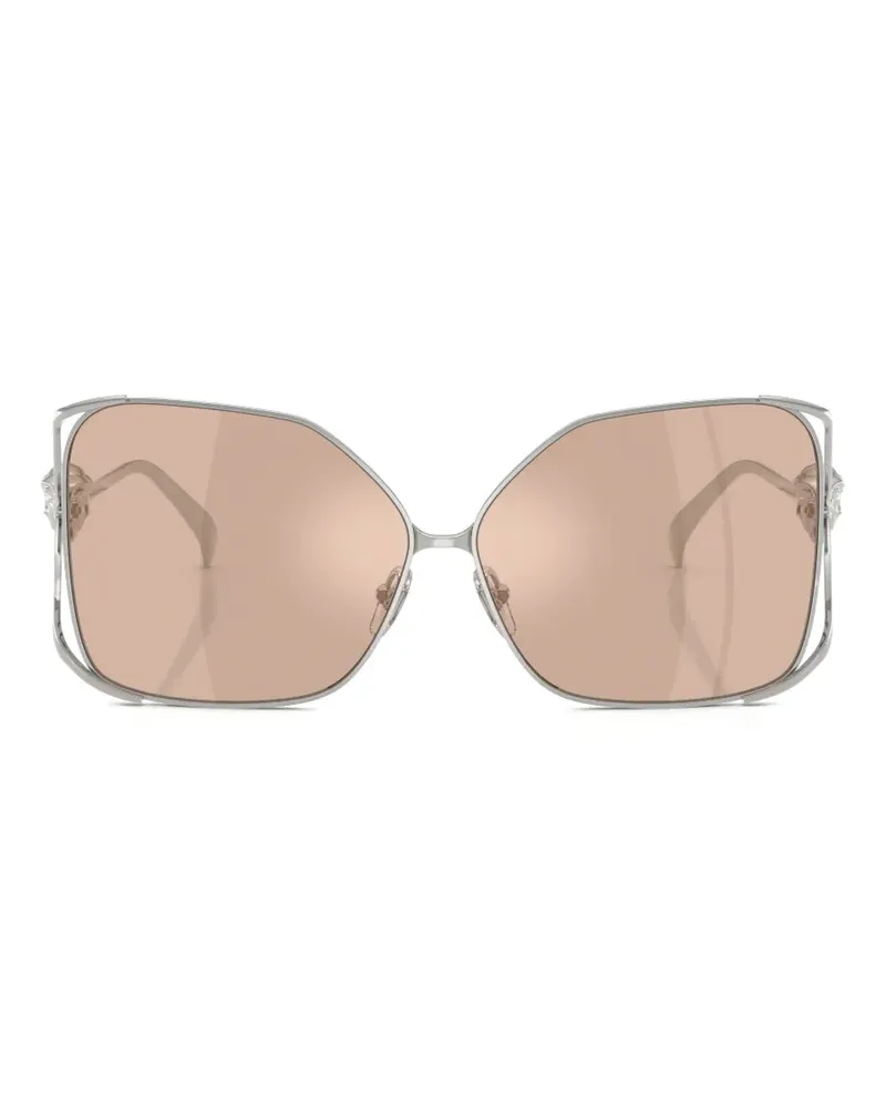 Versace Geometrische Sonnenbrille mit Logo - Silber Silber