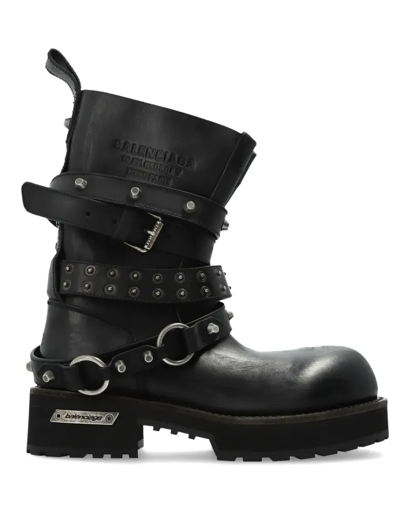 Balenciaga Venom City Stiefel mit Nietenriemen - Schwarz Schwarz