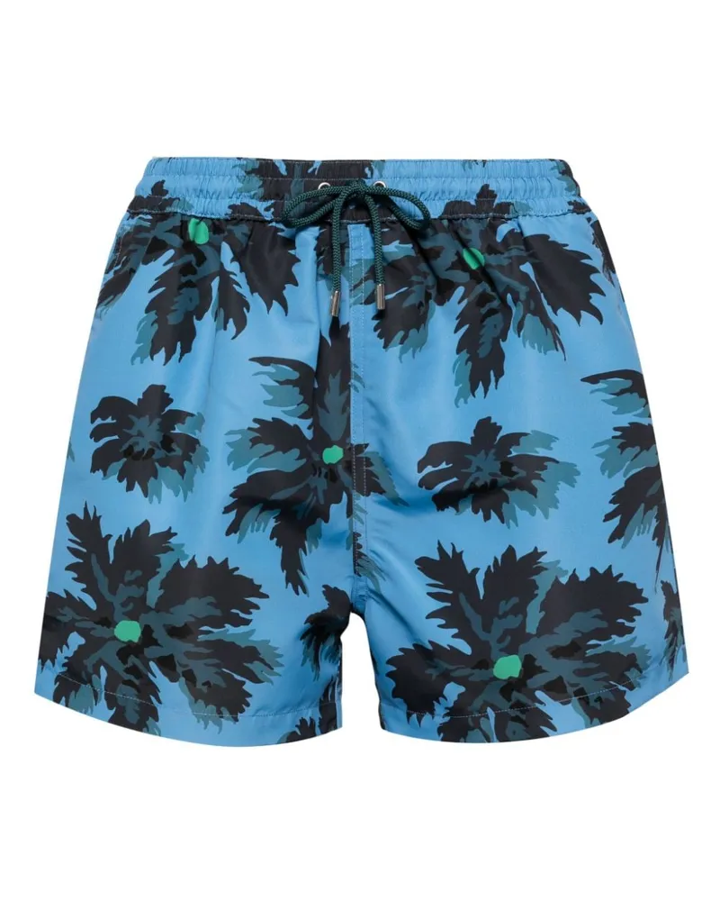 Paul Smith Badeshorts mit Palmera-Print - Blau Blau
