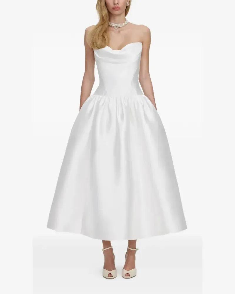Self-Portrait sweetheart flared midi dress - Weiß Weiß