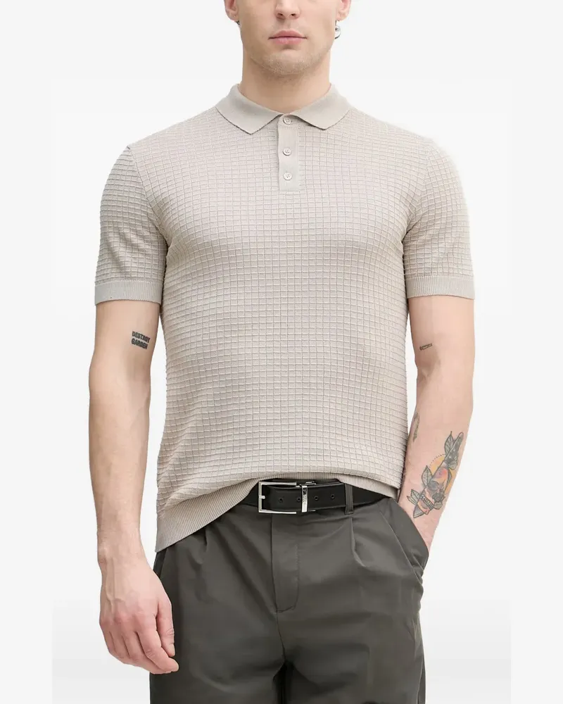 JOOP! Vanceo waffle-knit short-sleeve polo shirt - Nude Nude