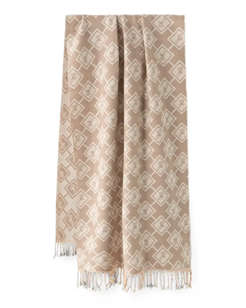 Joseph Ribkoff logo-monogram fringed scarf - Nude Nude