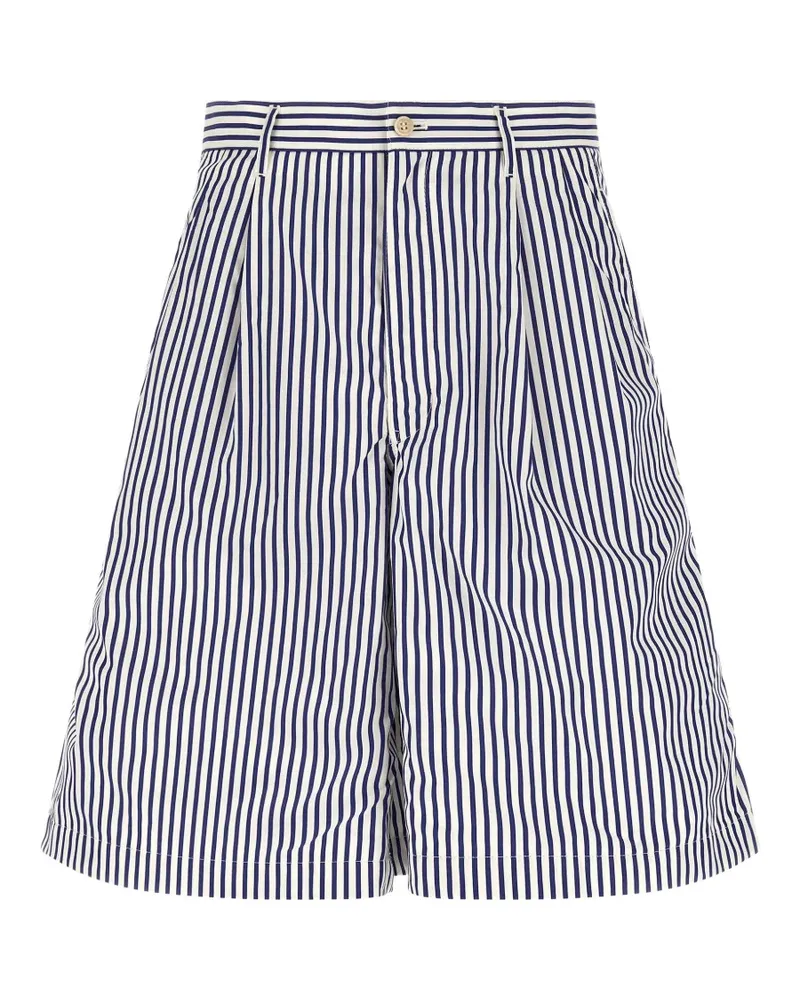 Comme des Garçons striped-pattern pleated shorts - Blau Blau