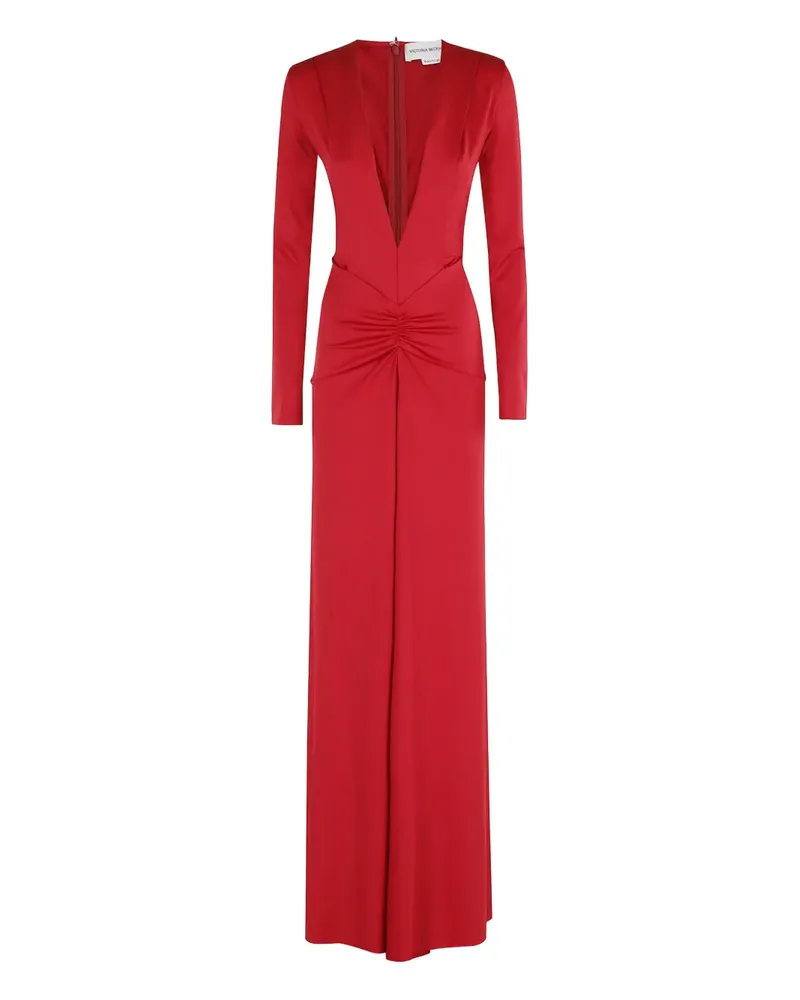 Victoria Beckham Kleid mit V-Ausschnitt - Rot Rot