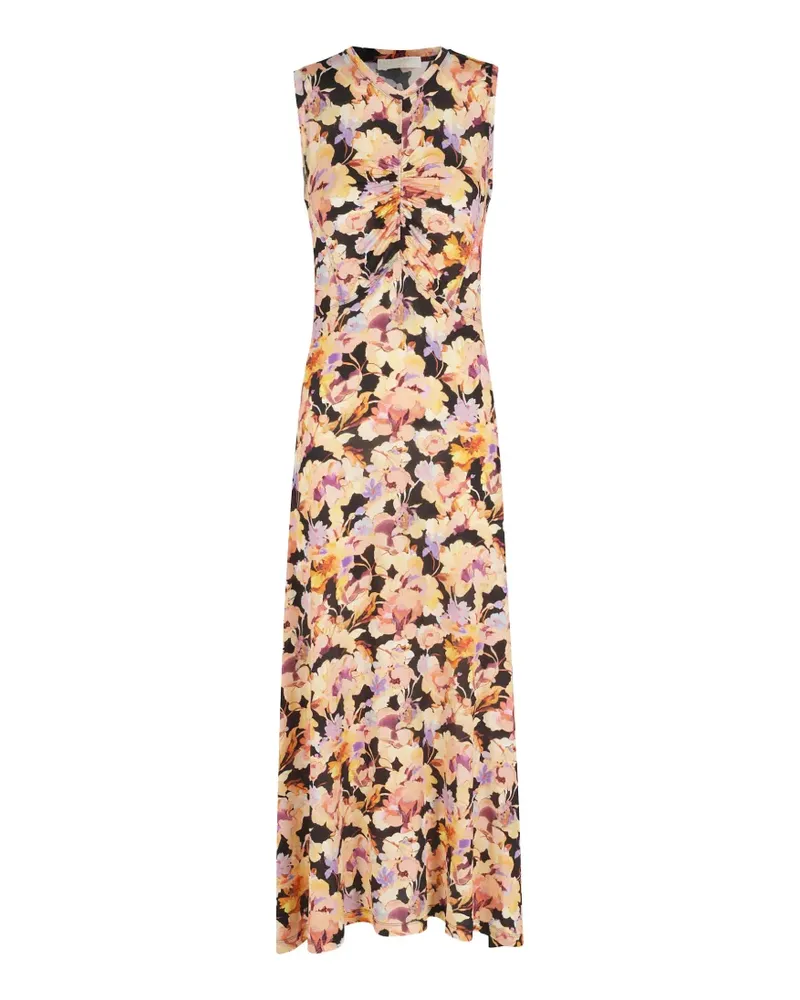 Ulla Johnson Lina floral-print ruched midi dress - Schwarz Schwarz