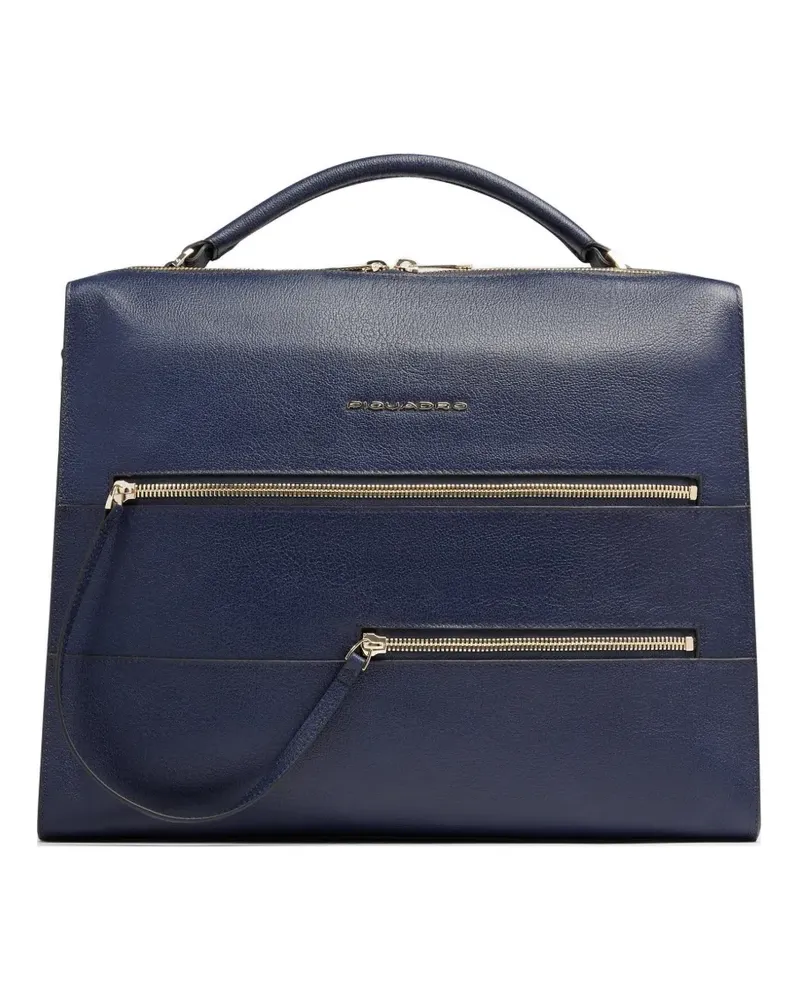 Piquadro Laptoptasche aus gekörntem Leder - Blau Blau