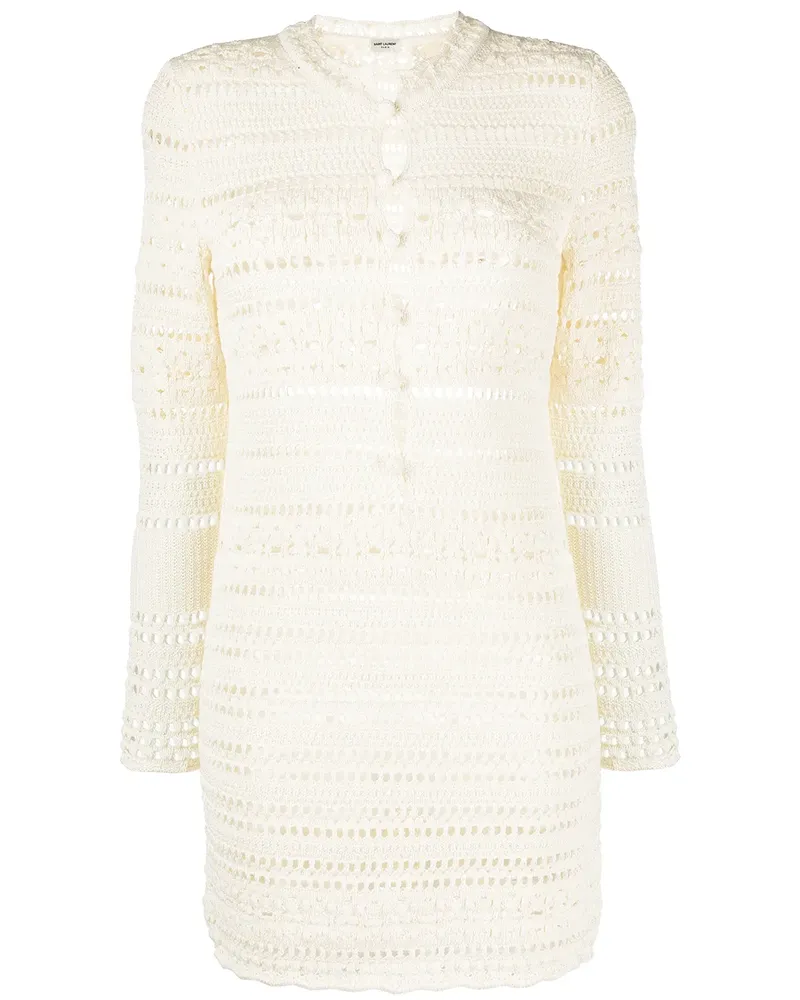 Saint Laurent Kleid aus Pointelle-Strick - Weiß Weiß