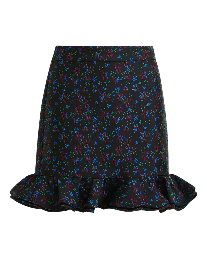 Essentiel Gerüschter Rock mit Blumen-Print - Schwarz Schwarz