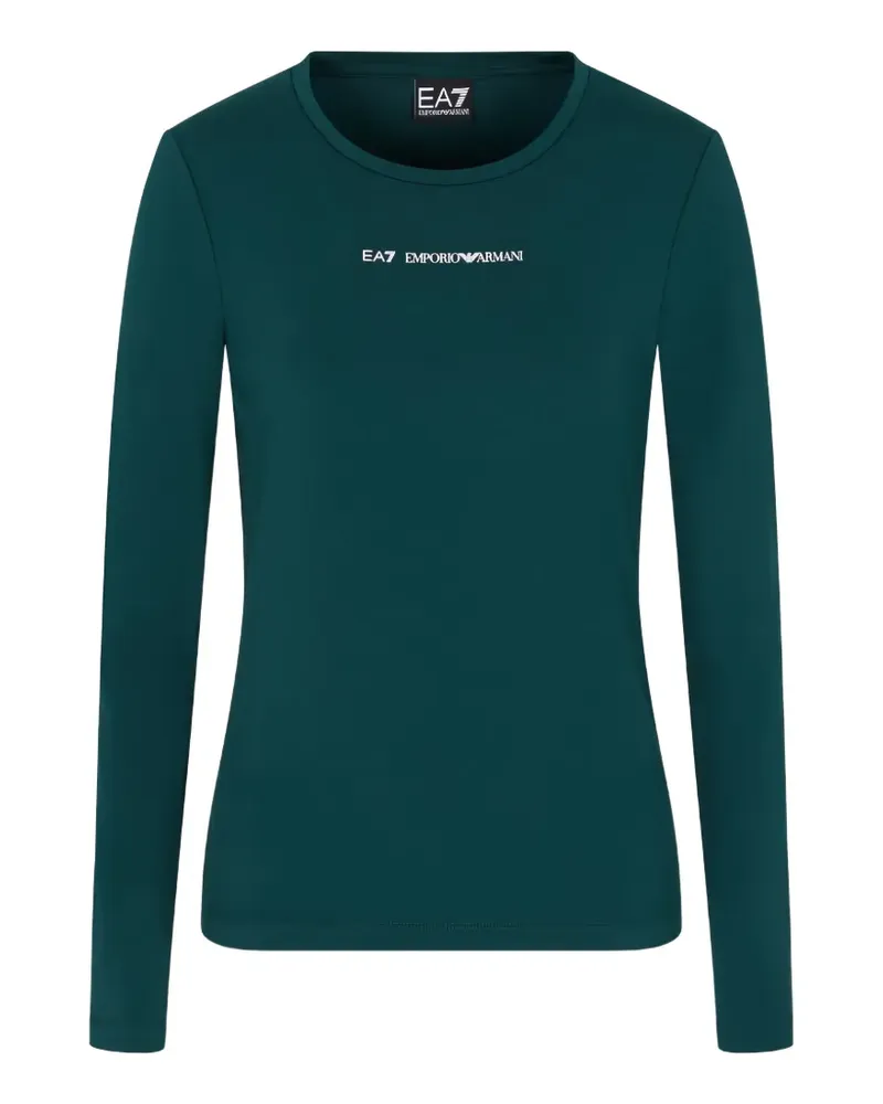 EA7 Langarmshirt mit Logo-Print - Grün Grün