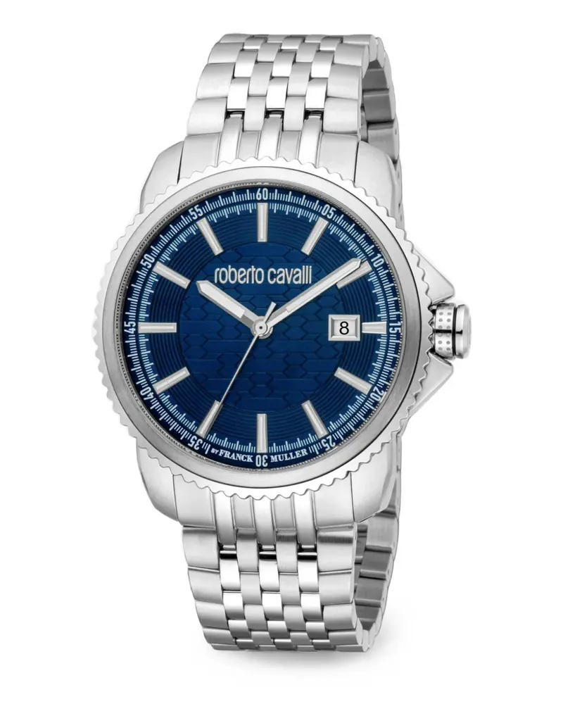 Roberto Cavalli fluted bezel 44mm watch - Blau Blau