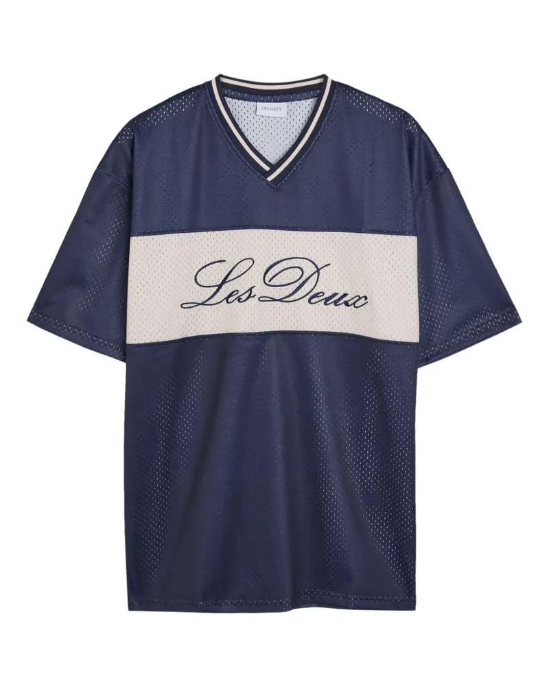 LES DEUX Bronson V-neck panelled T-shirt - Blau Blau