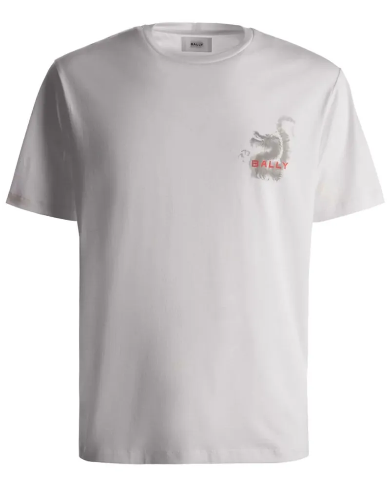 Bally T-Shirt aus Bio-Baumwolle mit Drachen-Print - Weiß Weiß