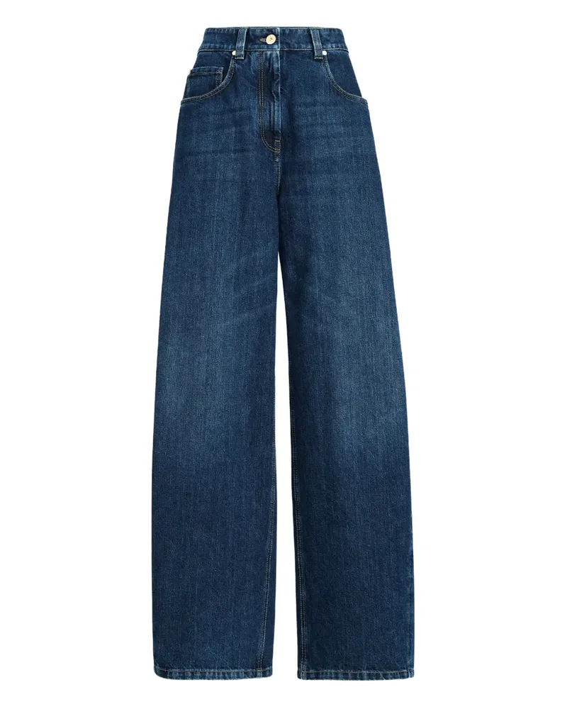Brunello Cucinelli Weite Jeans mit Reißverschluss - Blau Blau