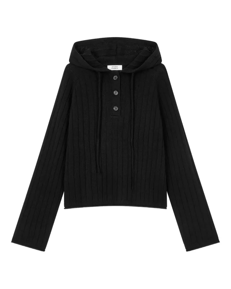 STUDIO TOMBOY ribbed-knit hoodie - Schwarz Schwarz