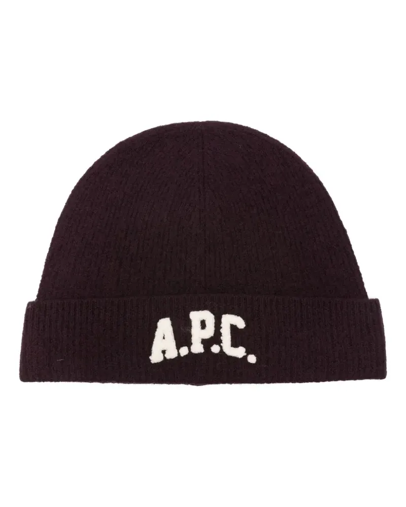 A.P.C. Beanie mit Logo-Applikation - Rot Rot