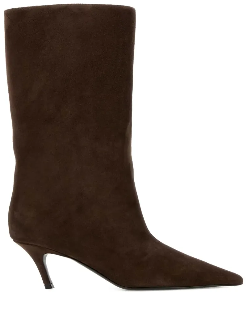 Amina Muaddi Fiona slanted-heel boots - Braun Braun