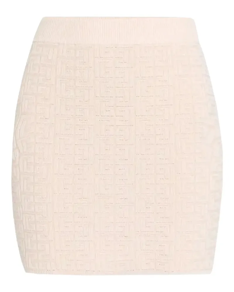 Balmain Gestrickter Midirock mit Monogramm - Nude Nude