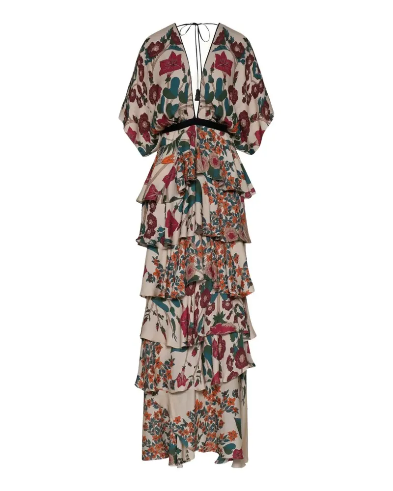 Johanna Ortiz Ancestral floral-pattern maxi dress - Nude Nude