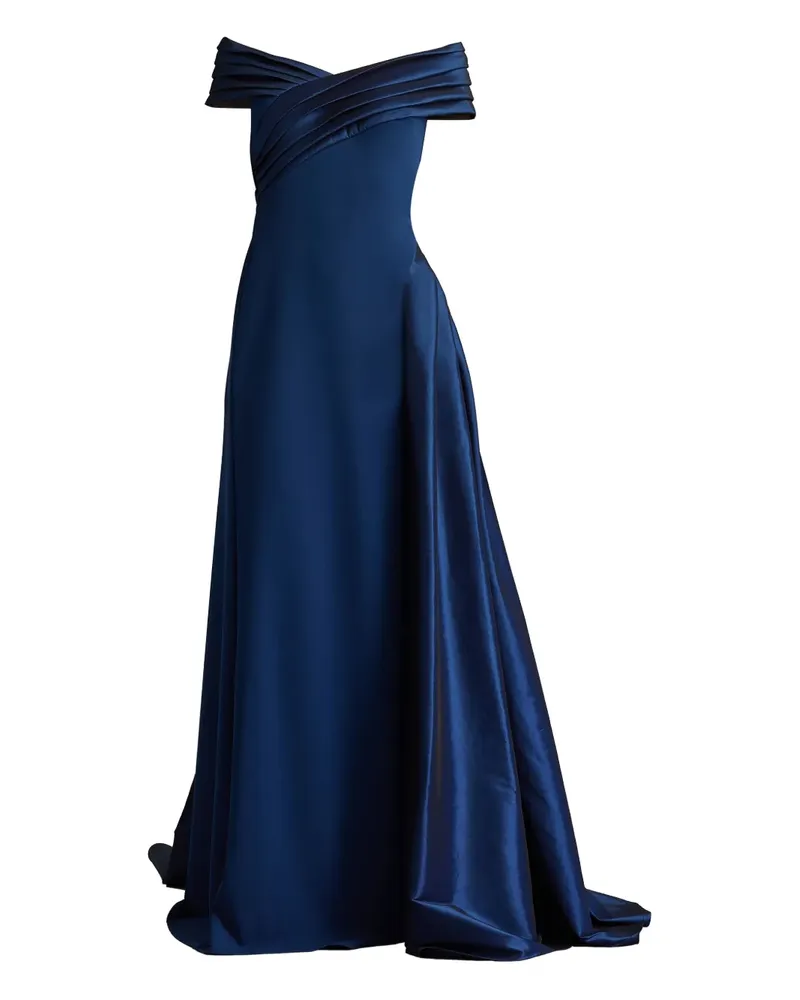 Tadashi Shoji Schulterfreies Maxikleid mit Falten - Blau Blau