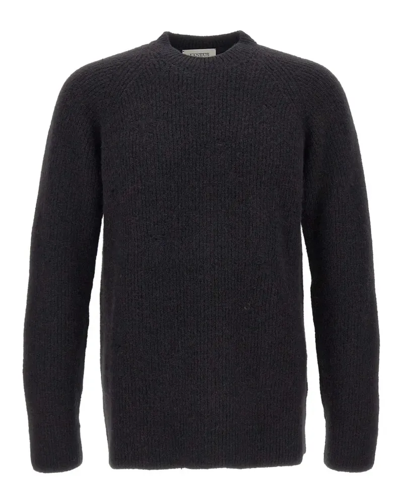 Laneus Gerippter Pullover in Distressed-Optik - Schwarz Schwarz