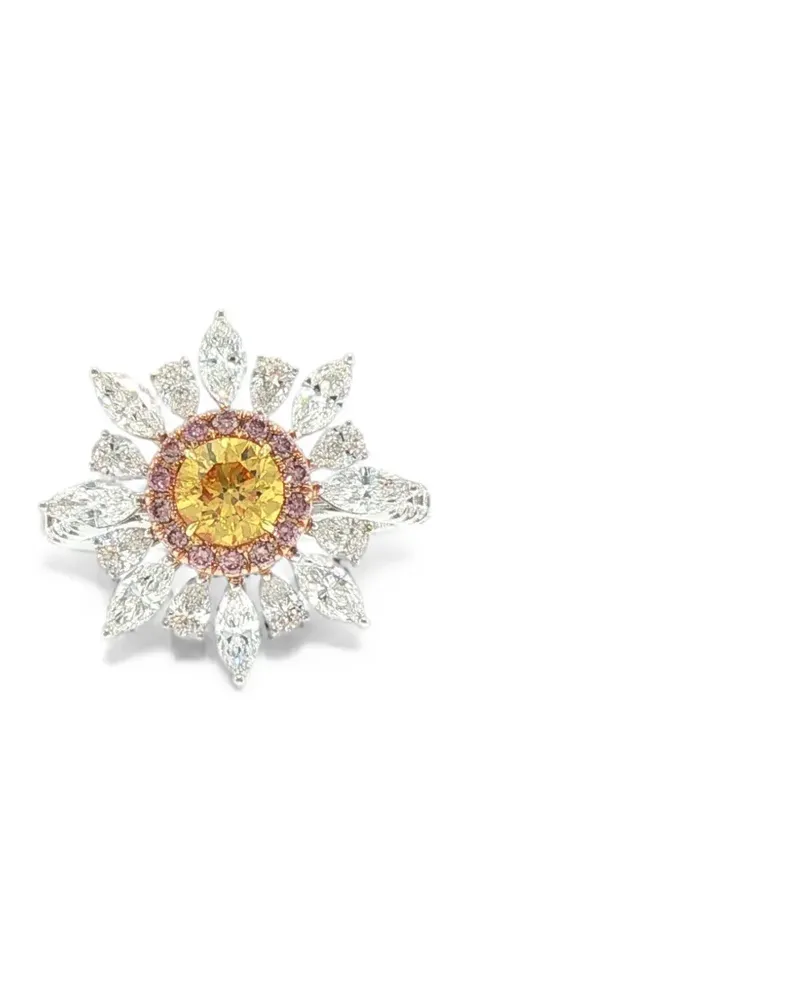 HYT Jewelry Ring mit gelben und rosa Diamanten - Silber Silber