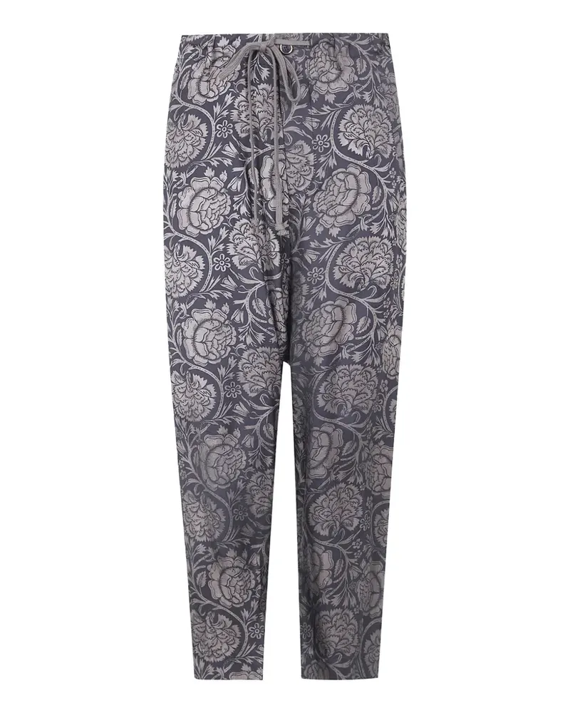 Uma Wang Hose mit Blumen-Print - Schwarz Schwarz
