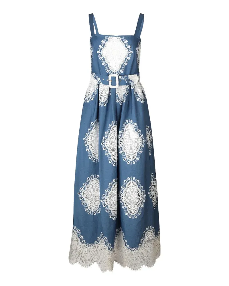 Borgo De Nor Nina lace belted maxi dress - Blau Blau