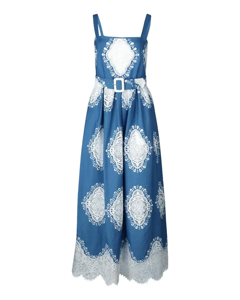Borgo De Nor Nina lace belted maxi dress - Blau Blau