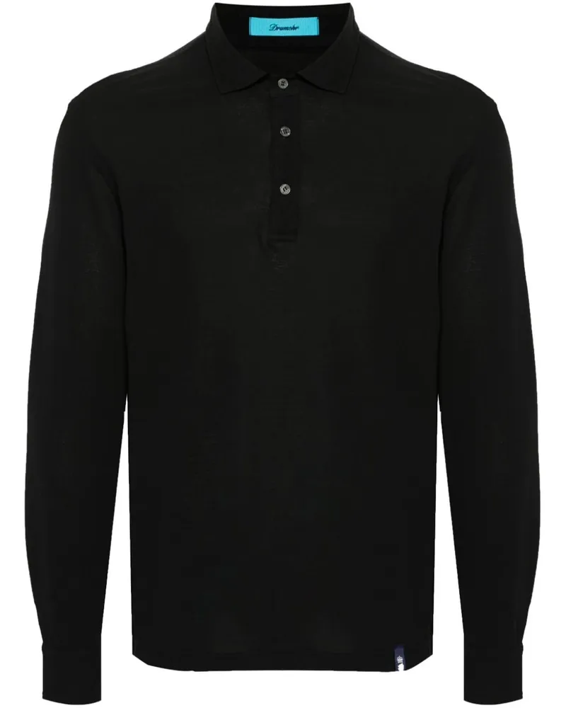 Drumohr  Langärmeliges Poloshirt - Schwarz Schwarz
