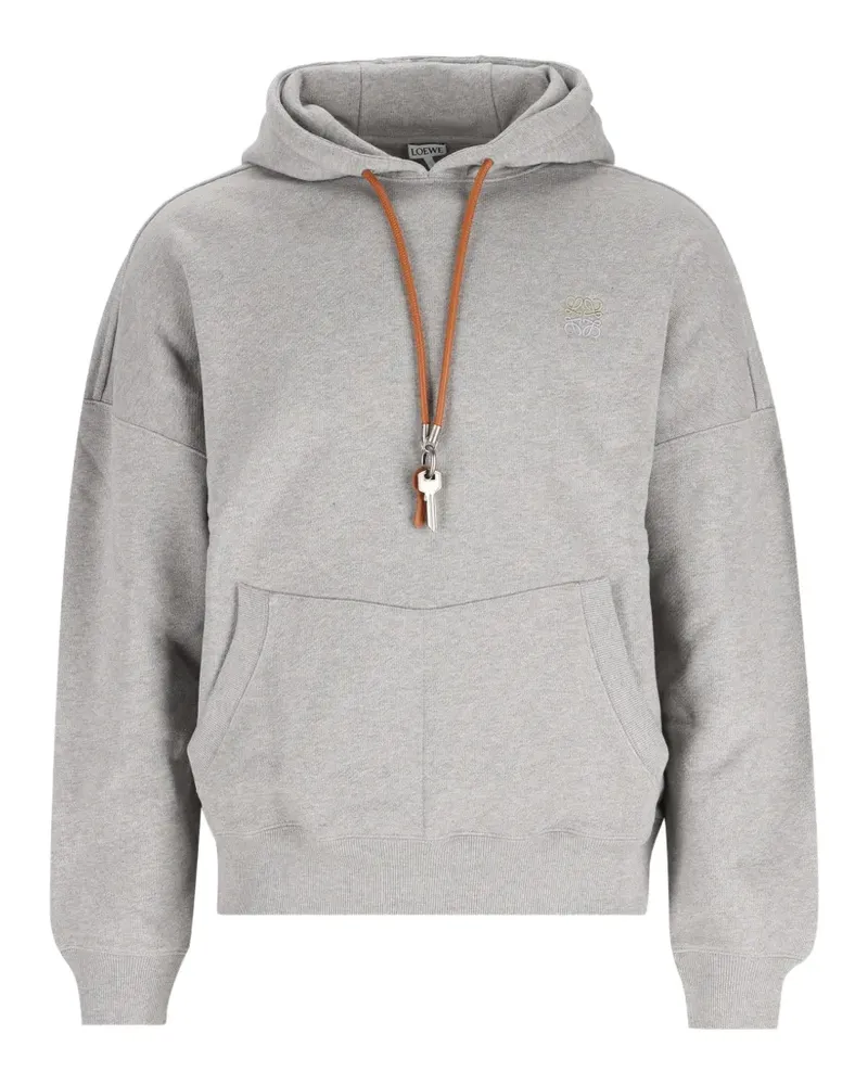 Loewe Anagram-embroidered cotton hoodie - Grau Grau