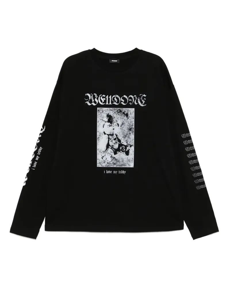 WE 11 DONE T-Shirt mit Teddy - Schwarz Schwarz