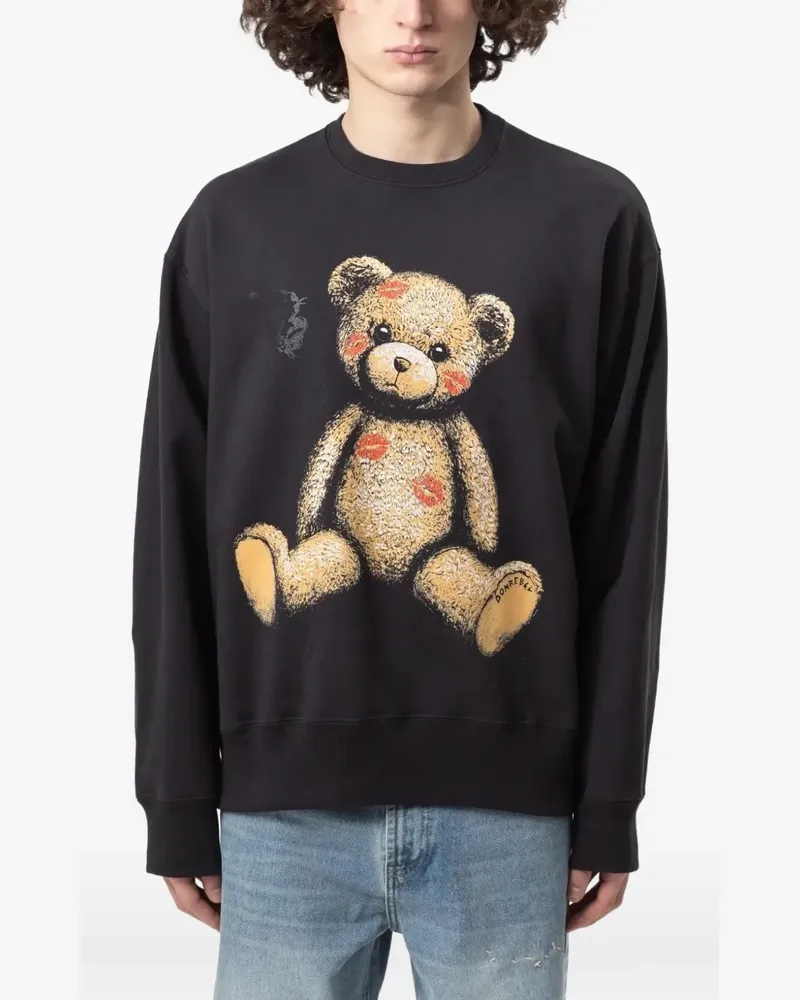 DOMREBEL Big Kiss teddy bear-print sweatshirt - Schwarz Schwarz