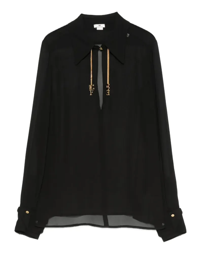 Elisabetta Franchi chain-detail long-sleeve blouse - Schwarz Schwarz