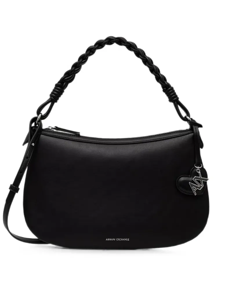 Armani Exchange braided-handle heart-charm shoulder bag - Schwarz Schwarz