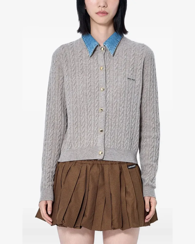 Miu Miu cable-knit button-down cardigan - Nude Nude