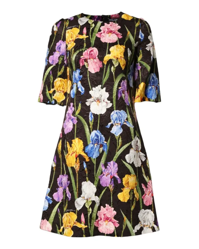 Dolce & Gabbana Midikleid mit Blütenmuster - Schwarz Schwarz
