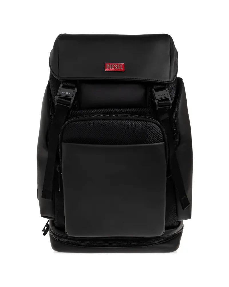 Diesel logo-plaque buckle-fastening backpack - Schwarz Schwarz