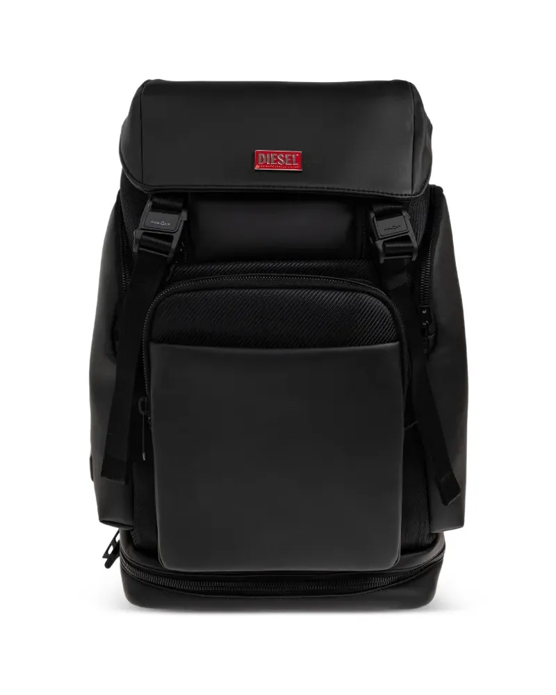 Diesel logo-plaque buckle-fastening backpack - Schwarz Schwarz