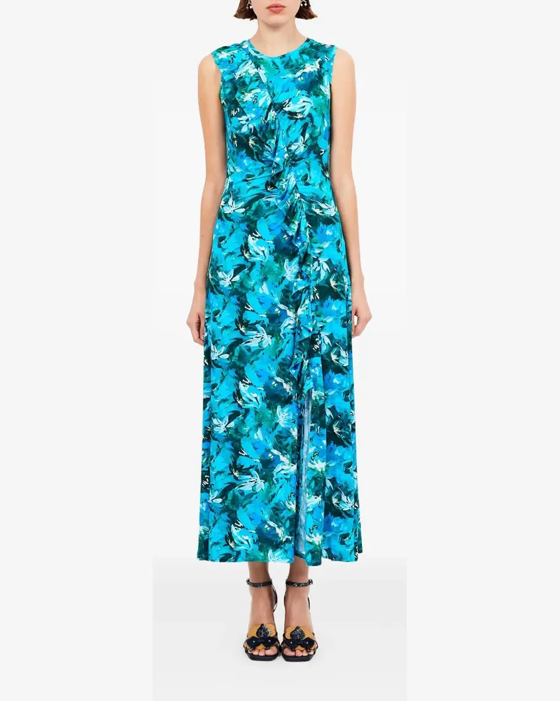 Ulla Johnson Midikleid mit Blumen-Print - Blau Blau