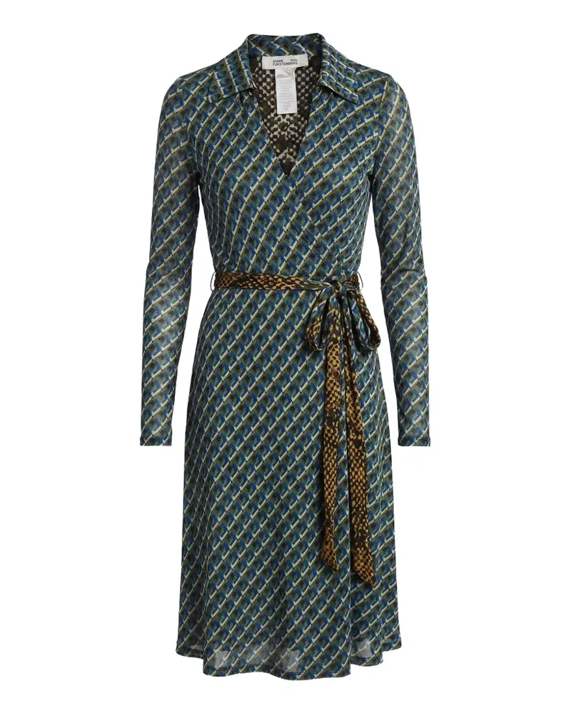 Diane von Furstenberg Phoenix reversible geometric-print wrap midi dress - Grün Grün