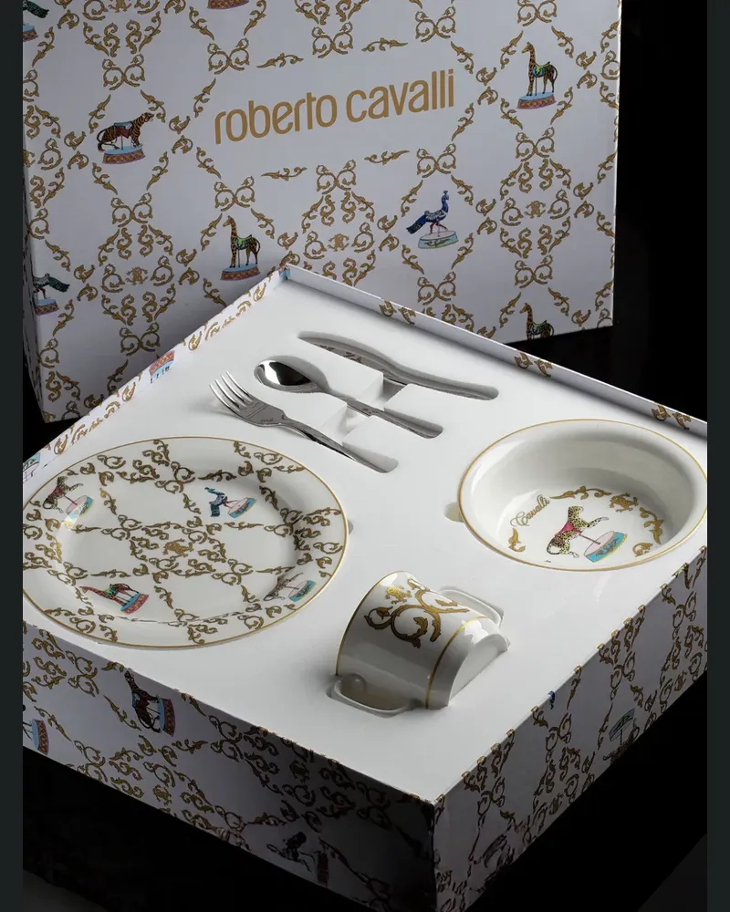 Roberto Cavalli Dinner-Set mit filigranem Print - Weiß Weiß
