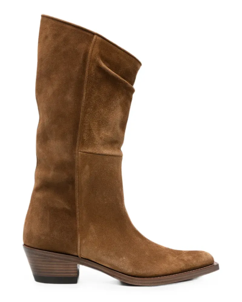 KHAITE Clive suede cowboy boots - Braun Braun