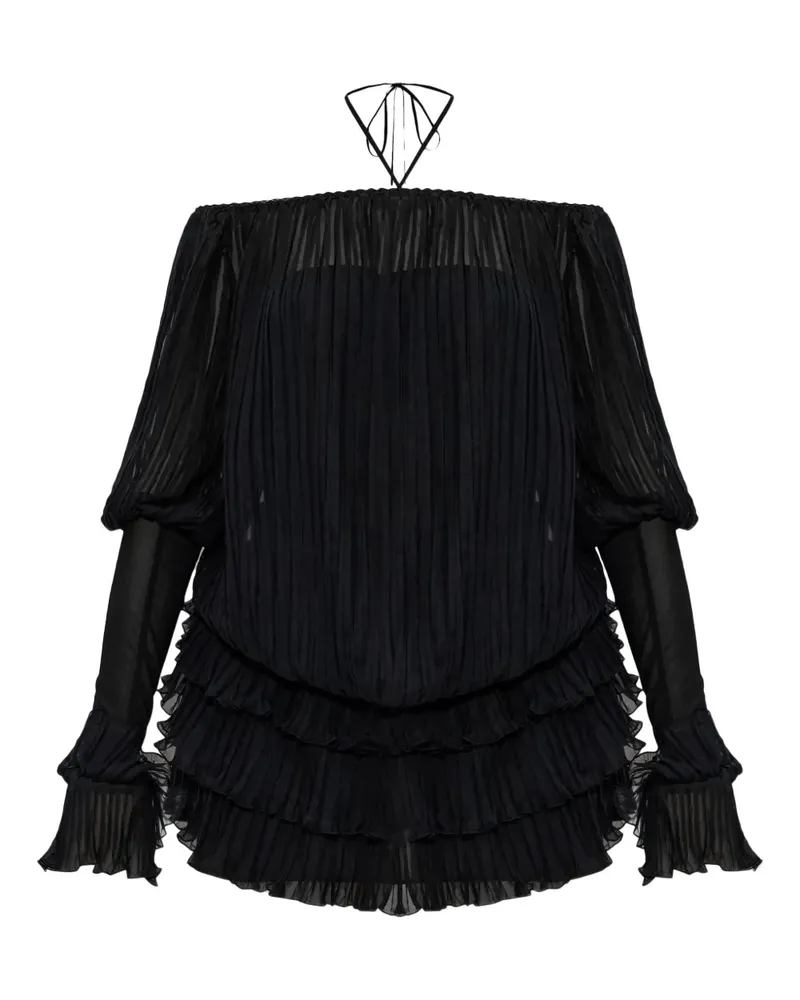 Blumarine Seidenkleid mit Falten - Schwarz Schwarz