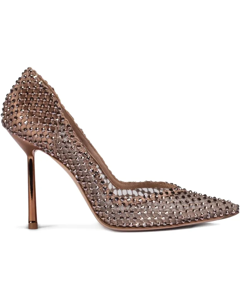 Le Silla Spitze Gilda Pumps mit Kristallen 100mm - Braun Braun
