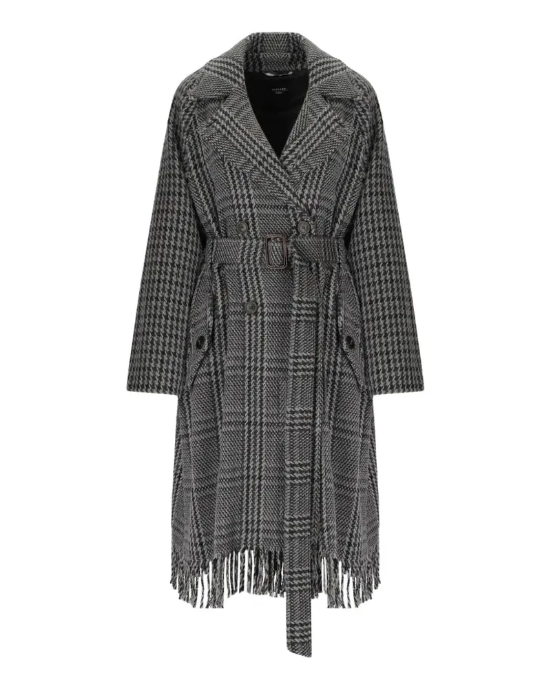 Max Mara checked fringed coat - Grau Grau
