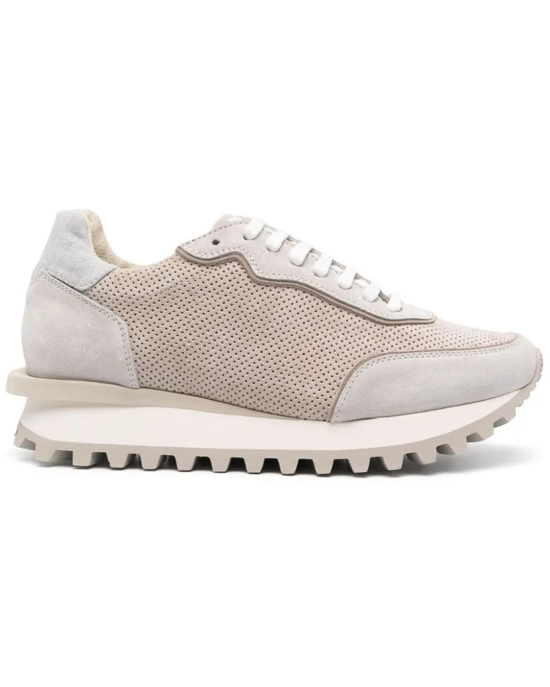 Eleventy Perforierte Sneakers aus Wildleder Nude