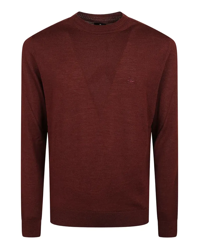 Etro Pullover aus Wolle und Seide mit Pegaso-Stickerei - Rot Rot