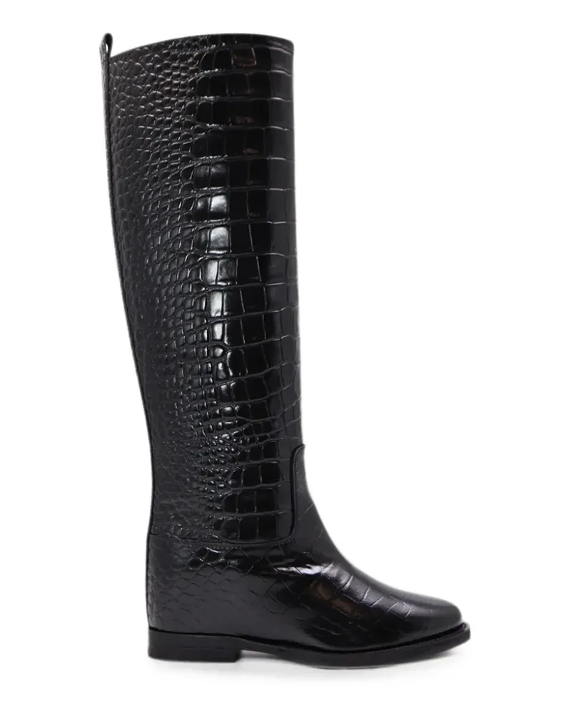 NOTABENE Isadora crocodile-effect leather boots - Schwarz Schwarz
