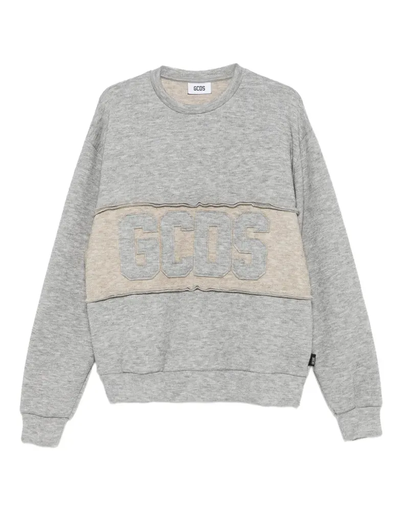 GCDS Ungesäumter Pullover mit Logo-Patch - Grau Grau