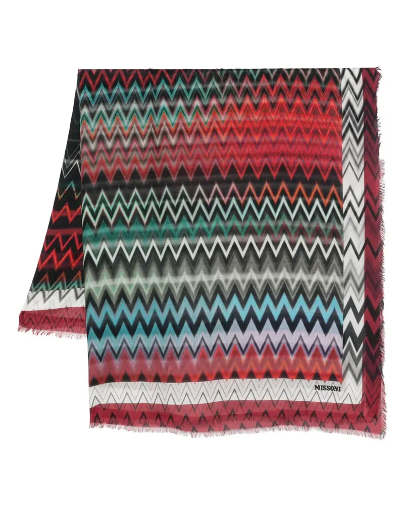 Missoni Schal mit ausgefransten Kanten - Rot Rot